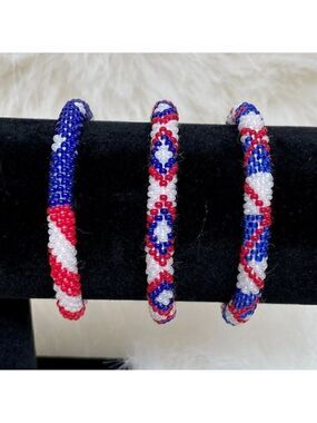HAND CRAFTED in Nepal Beaded Bracelets
(set of 3) P2